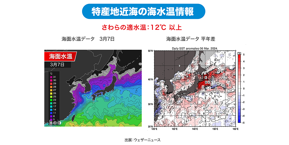 「北海道・青森・石川」特産地近海の海水温情報